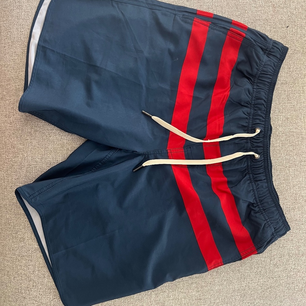 Fair harbor anchor swim trunk navy and red 8 inch